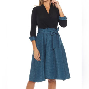 Joseph Ribkoff Fit and Flare Jacquard Belted Dress